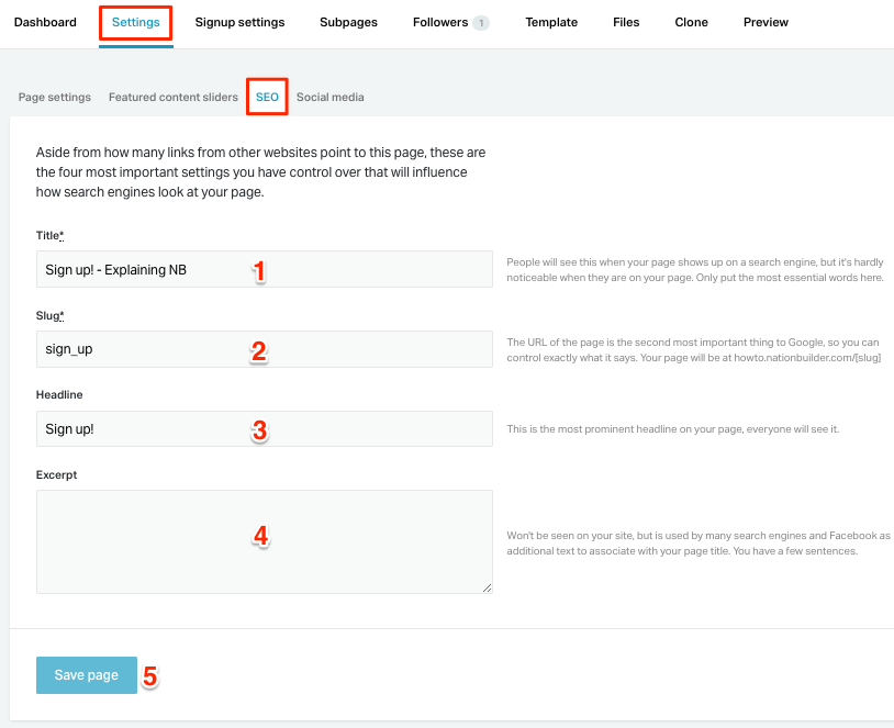 SEO Settings